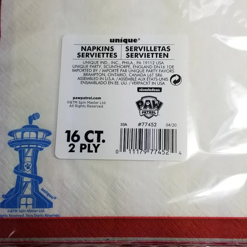 Paw Patrol Birthday set plates, bags, napkins, tablecloth, birthday banner